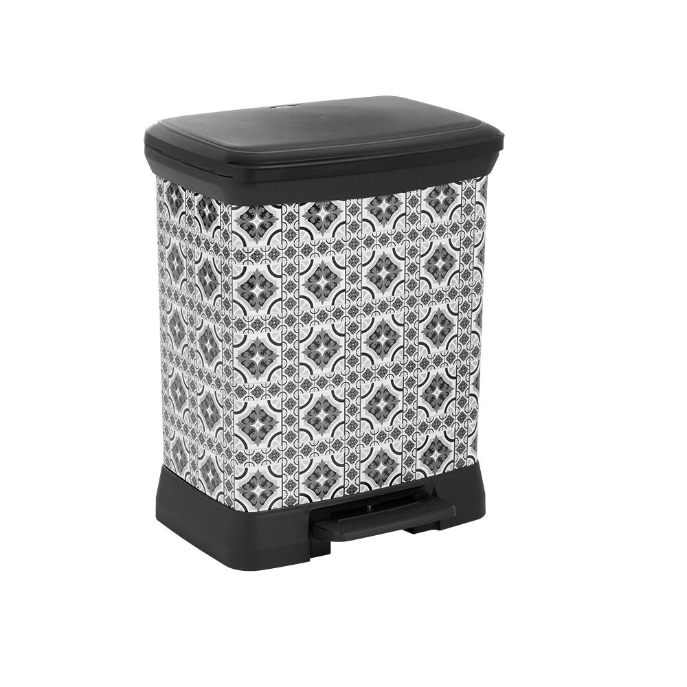 Poubelle à pédale motif carreaux de ciment 30L