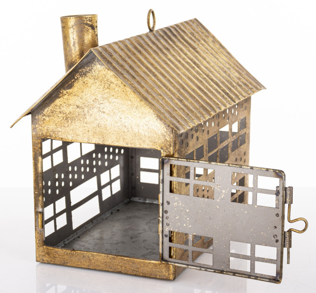 Dekoracja - metalowy domek 21,5x24,5x15 cm MUOYA z szerokimi drzwiczkami