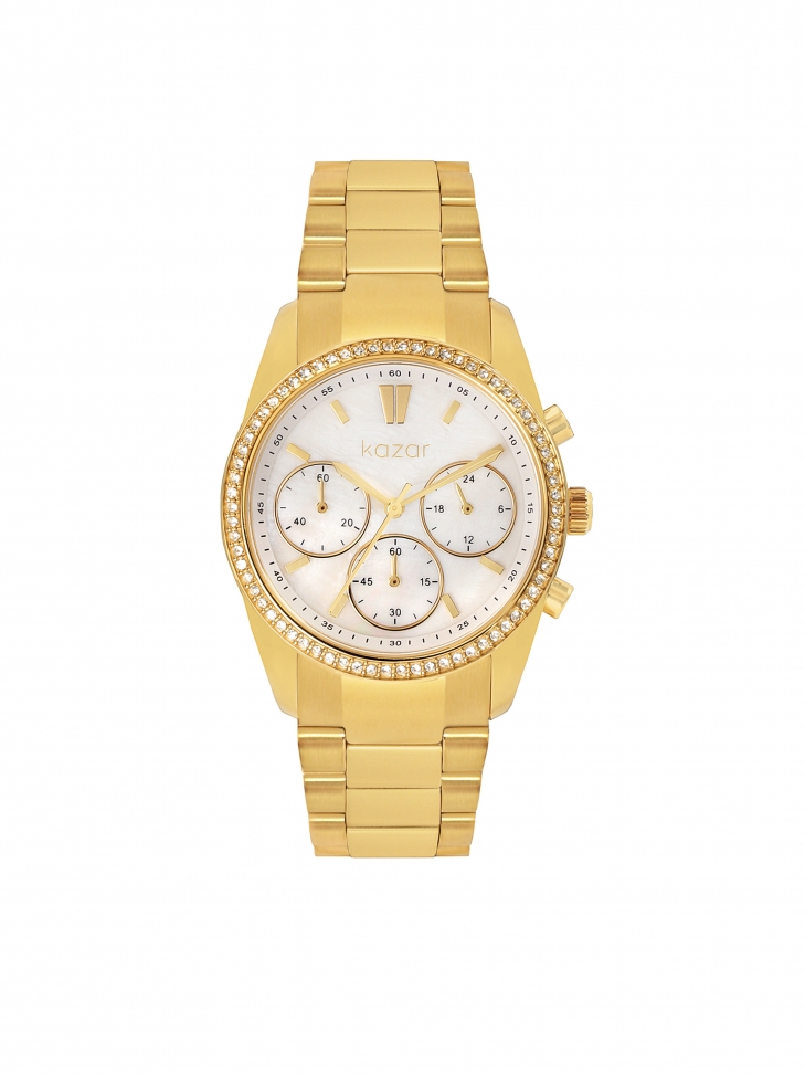 Women's analog watch with crystals