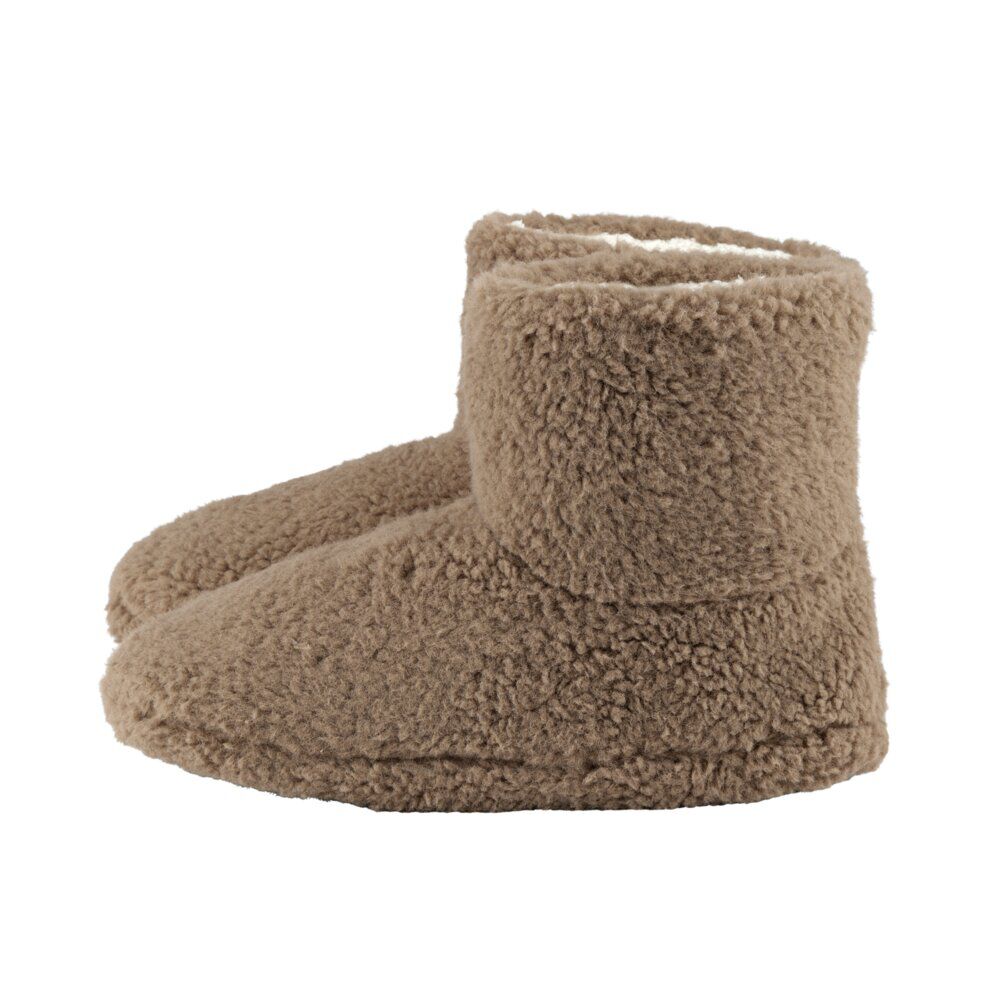 Chaussons bottes bouclette polyester marron 40/41
