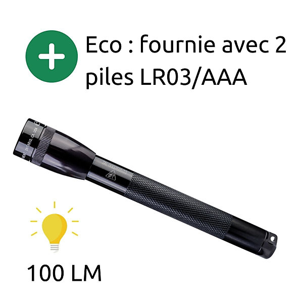 Mini Maglite Lampe torche LED 2x piles AAA - Noir