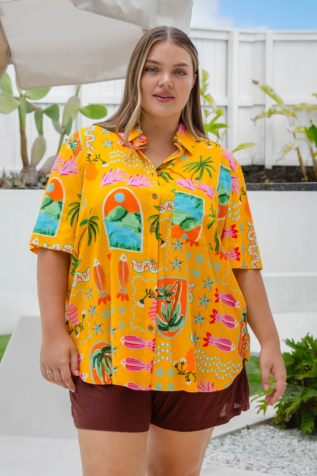 Samara Linen Blend Shirt in Star Fish Fiesta