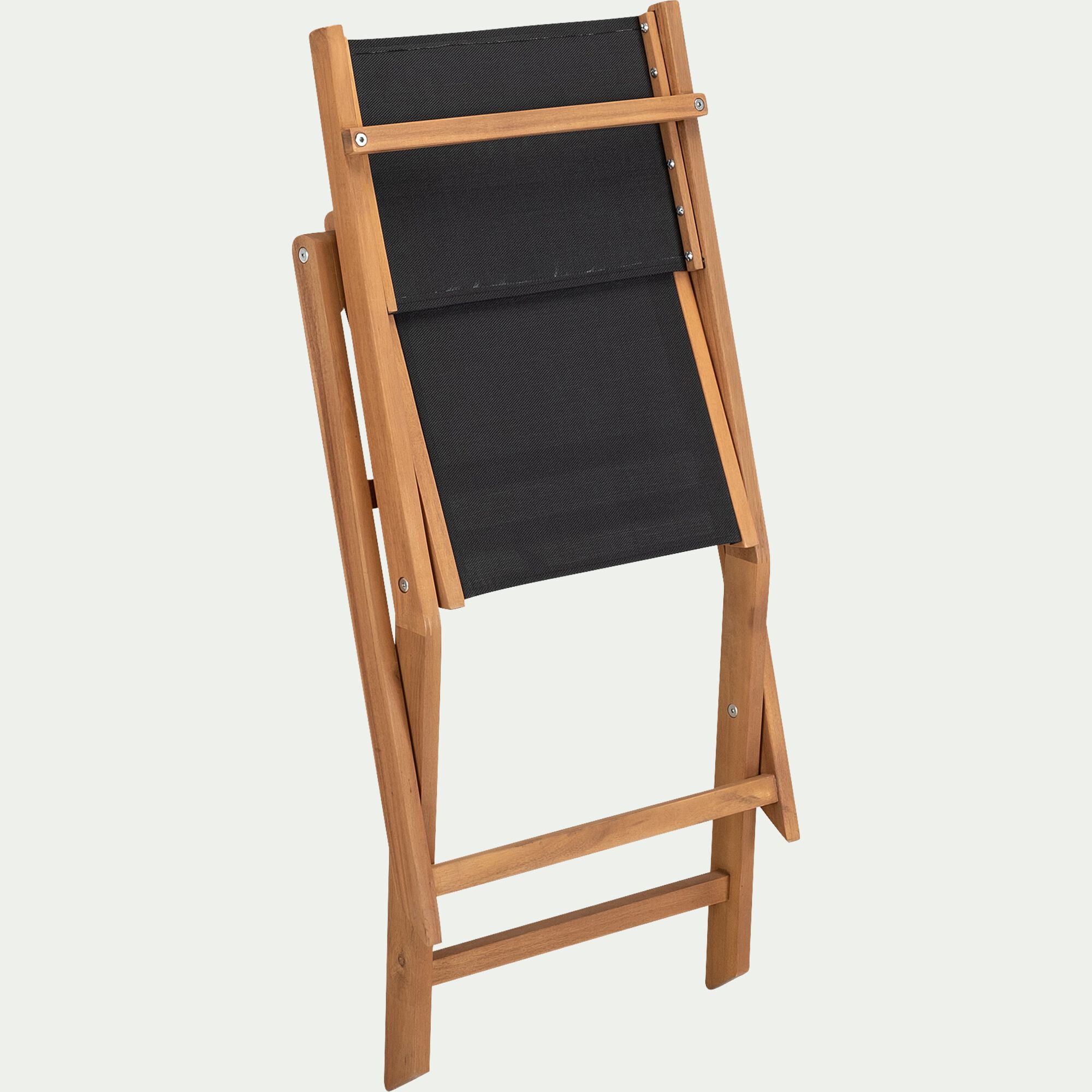 LAVISA - Chaise de jardin pliante en acacia huilé et tissu - noir