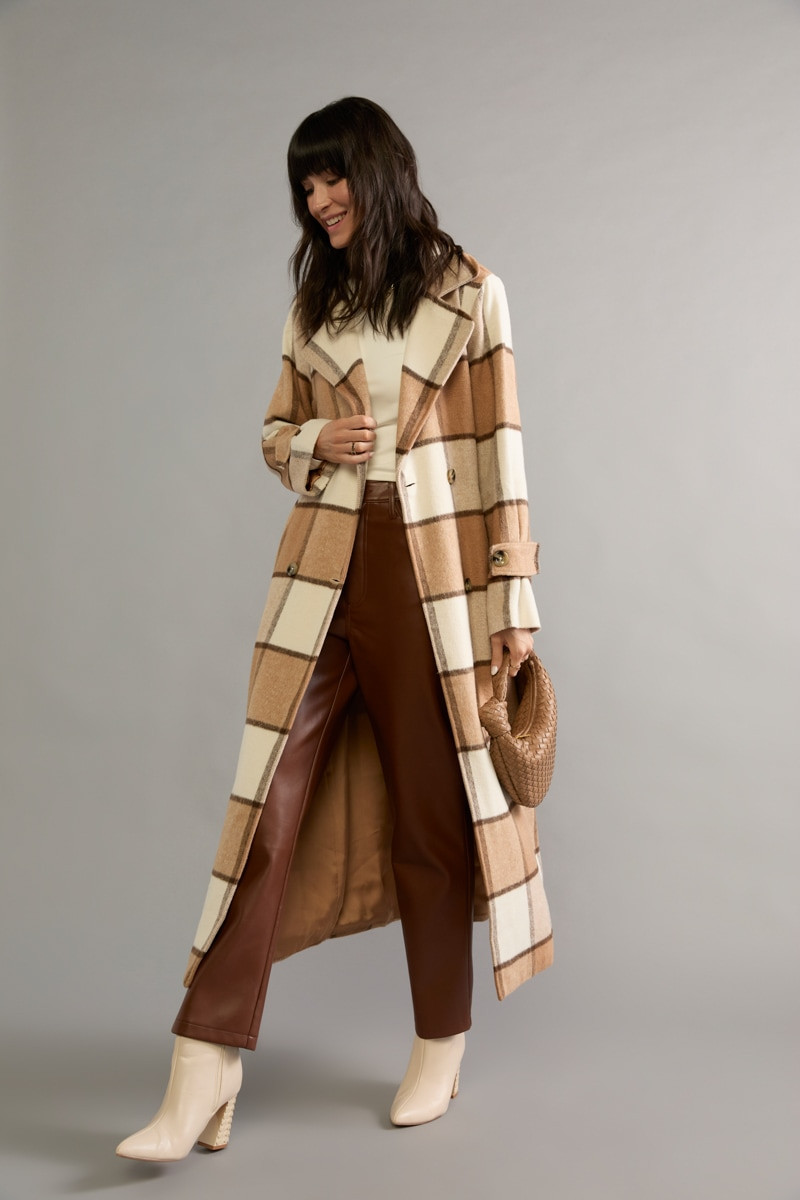 Maricela Long Plaid Coat