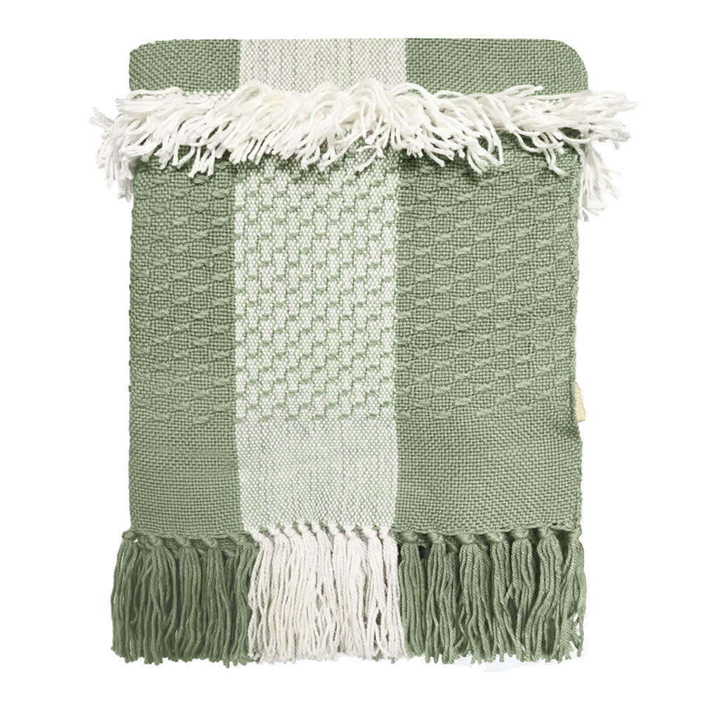 FRINGE - Plaid vert paon 125x150