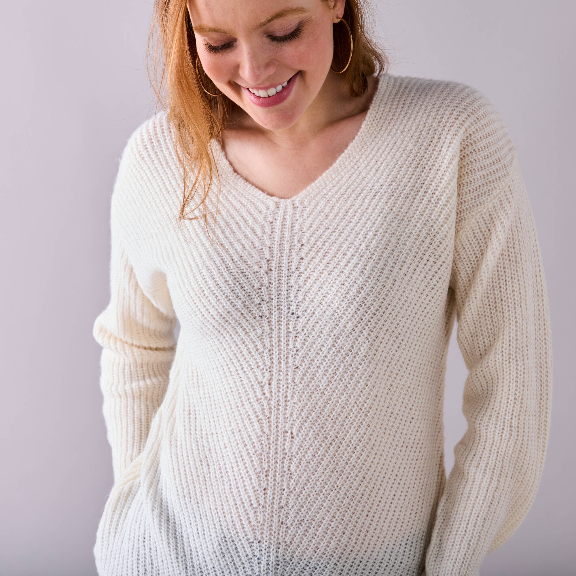 Pull col V, maille anglaise toucher doux