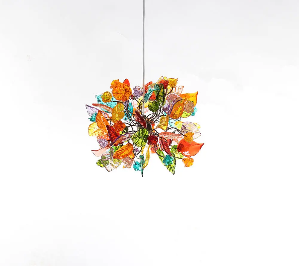 Colorful Ceiling Pendant light with flowers and leaves - Decorative Light for Bedroom, hall and as bedside light.