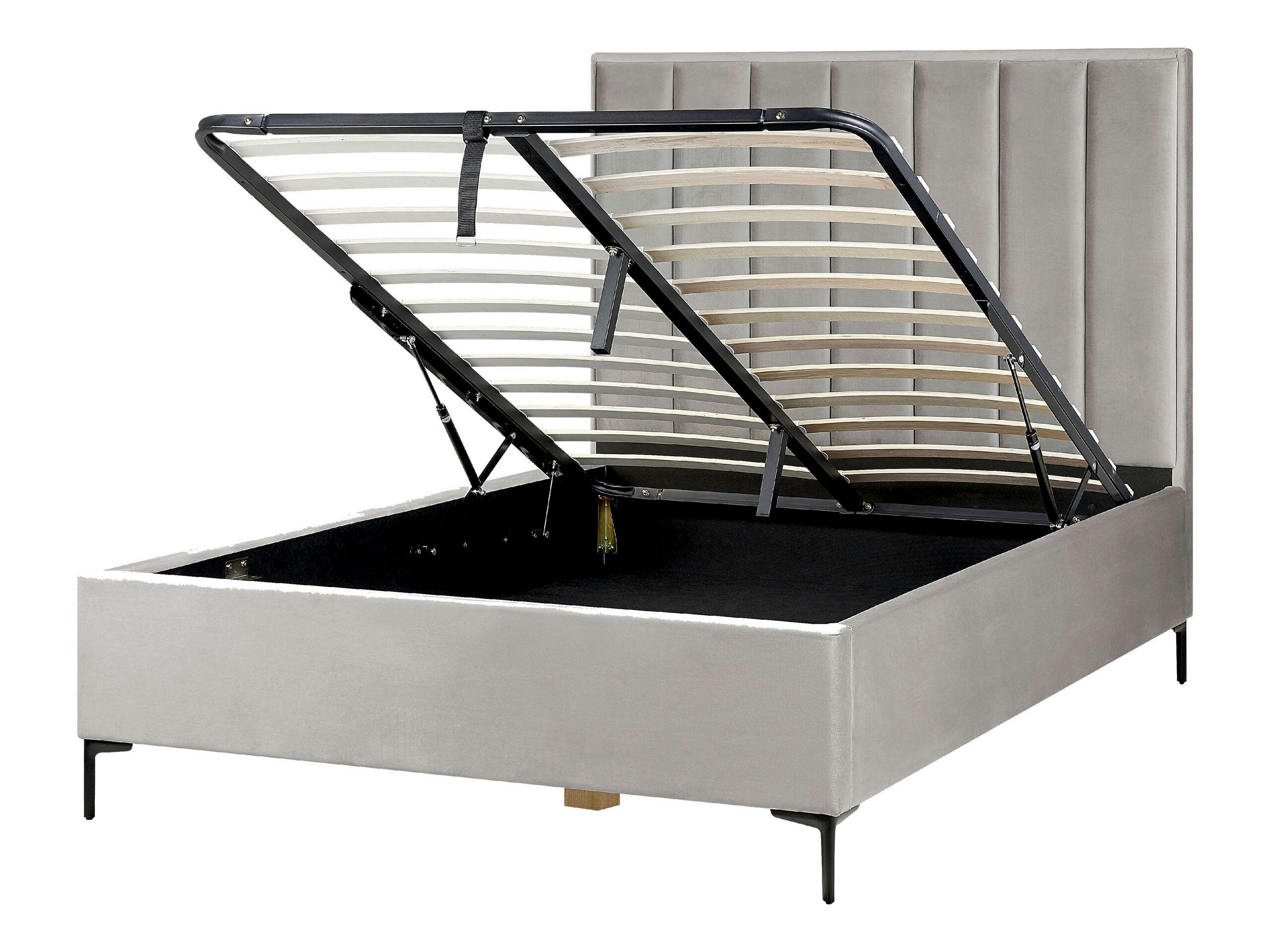SEZANNE - Lit double en tissu gris 140x200
