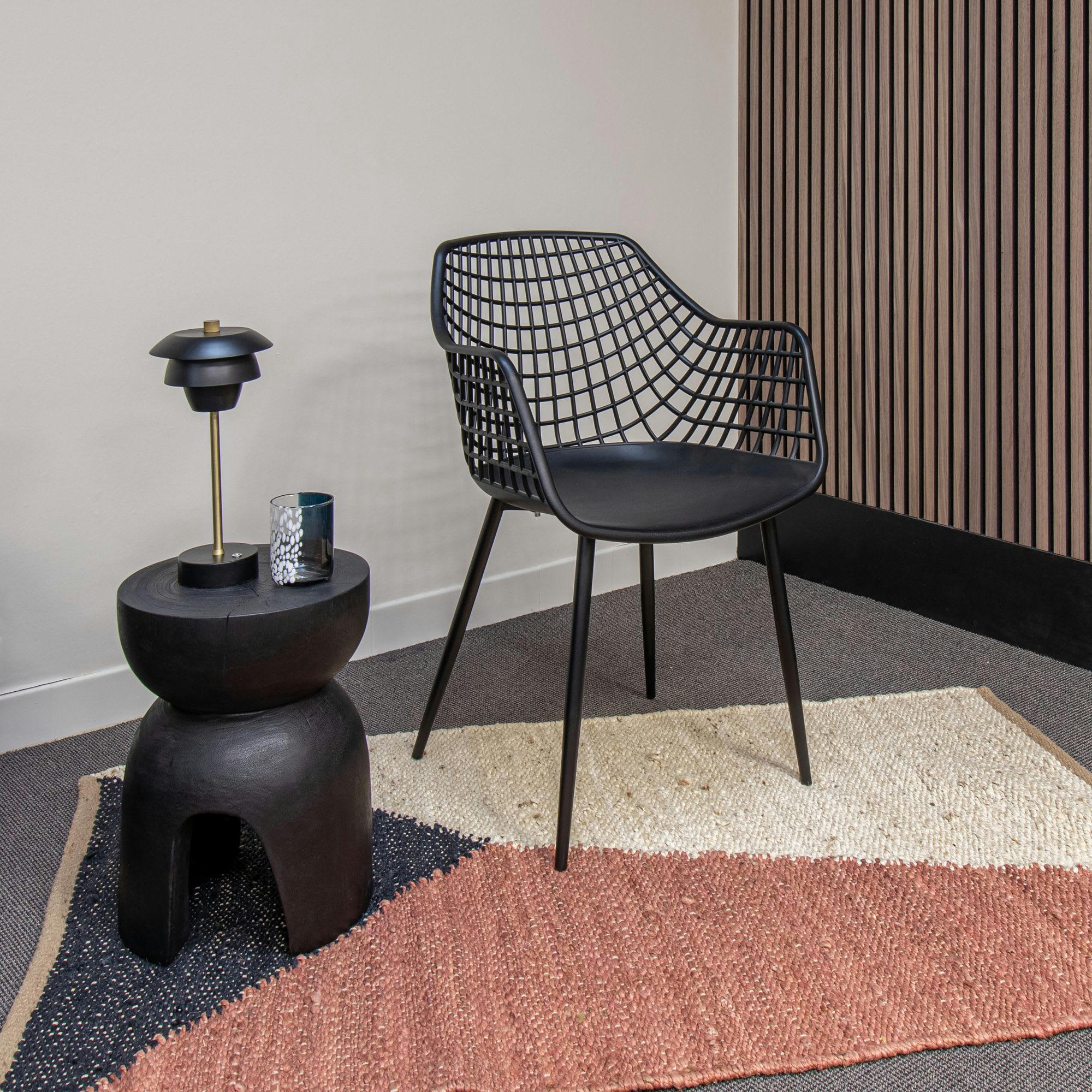 BRADLEY - Lot de 4 fauteuils de table en polypropylène noir