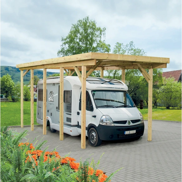 Wohnmobil-Einzelcarport »Bremen 2«, Außenmaß BxT: 340 x 760 cm, braun, Holzart: Kiefer
