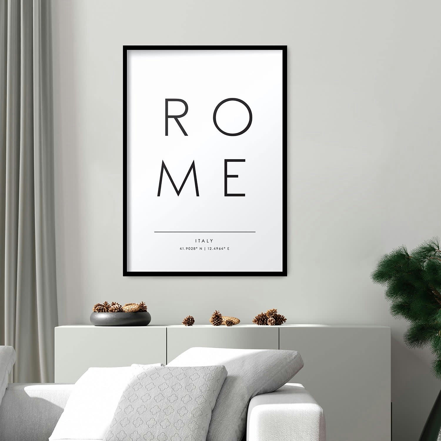 CIUDADES - Affiche avec cadre noir - Rome - 30x40
