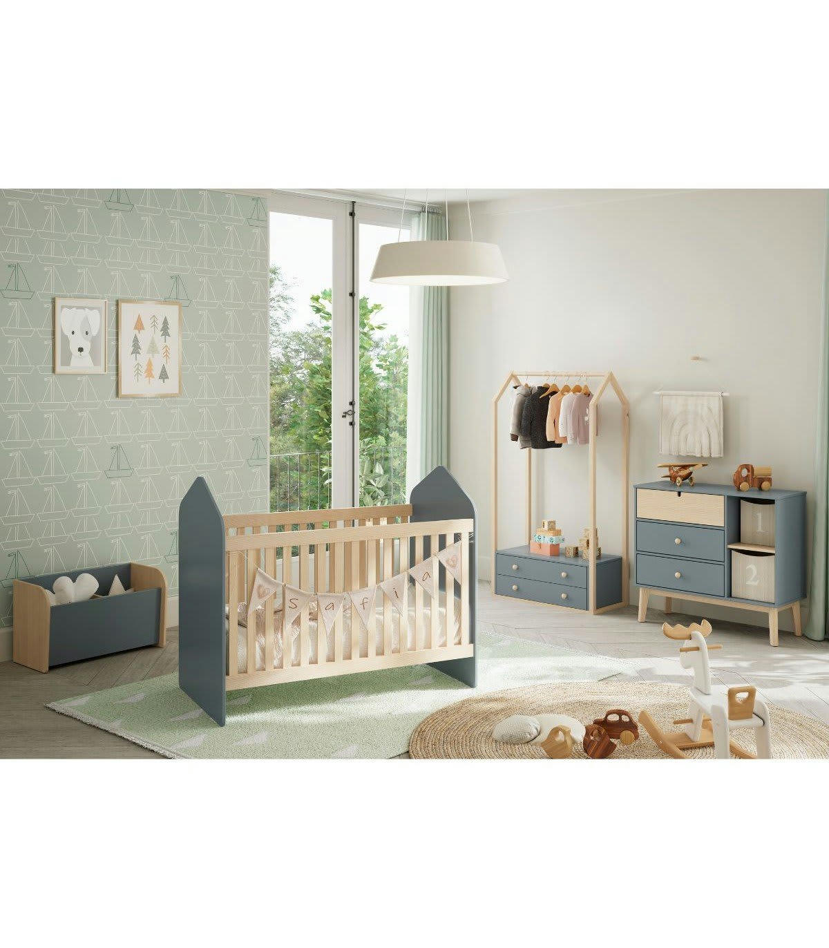 ESTEBAN - Penderie 2 tiroirs Chambre Enfant - L80 cm