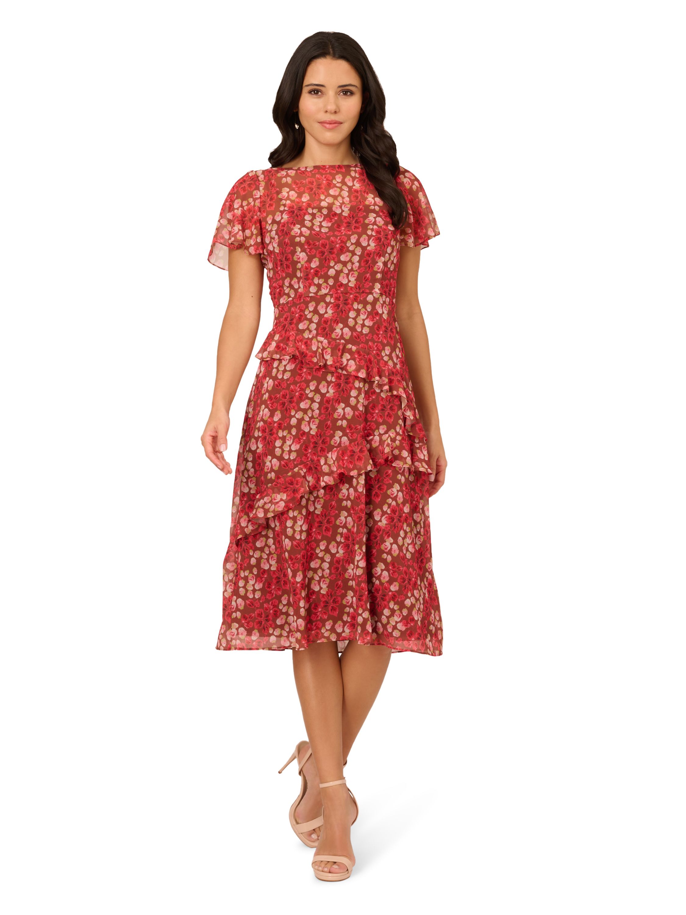 Adrianna Papell Print Crinkle Chiffon Dress