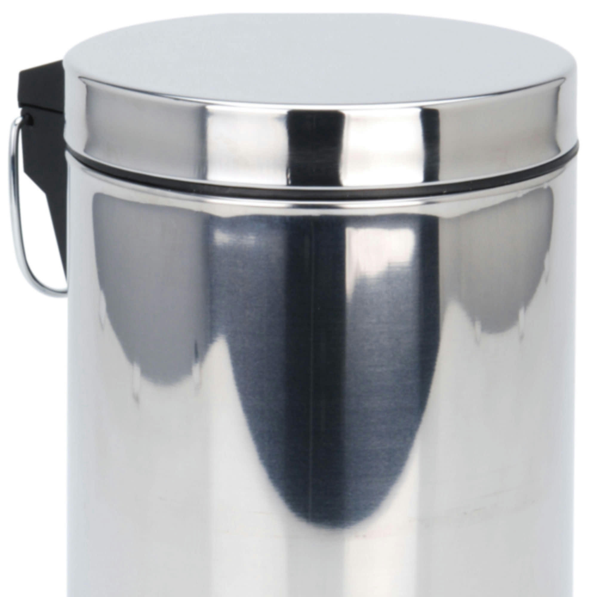 - Poubelle ronde à pédale en inox brillant - 3L