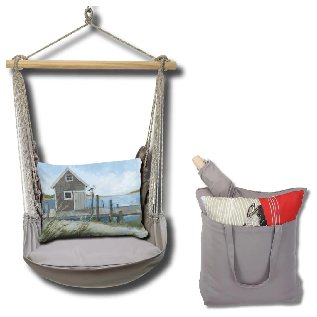 Magnolia Casual Swing Set 4 piece - Gray Solid w/ Boat House Pier