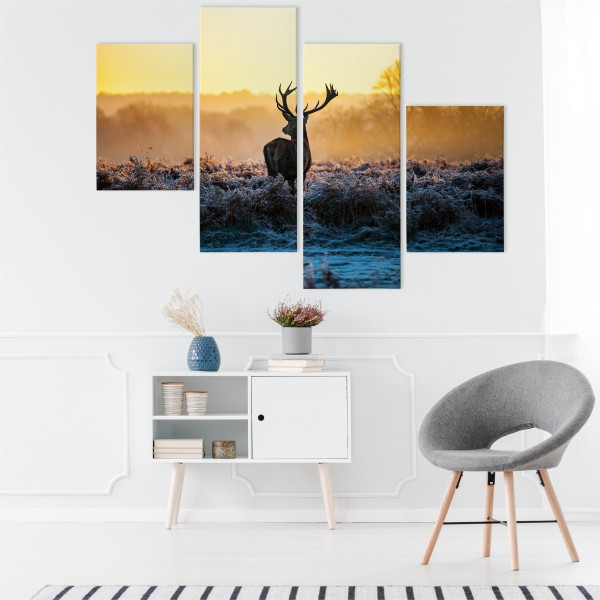 Obraz 4 Częściowy ZWIERZĘ Jeleń Rykowisko 80x50cm