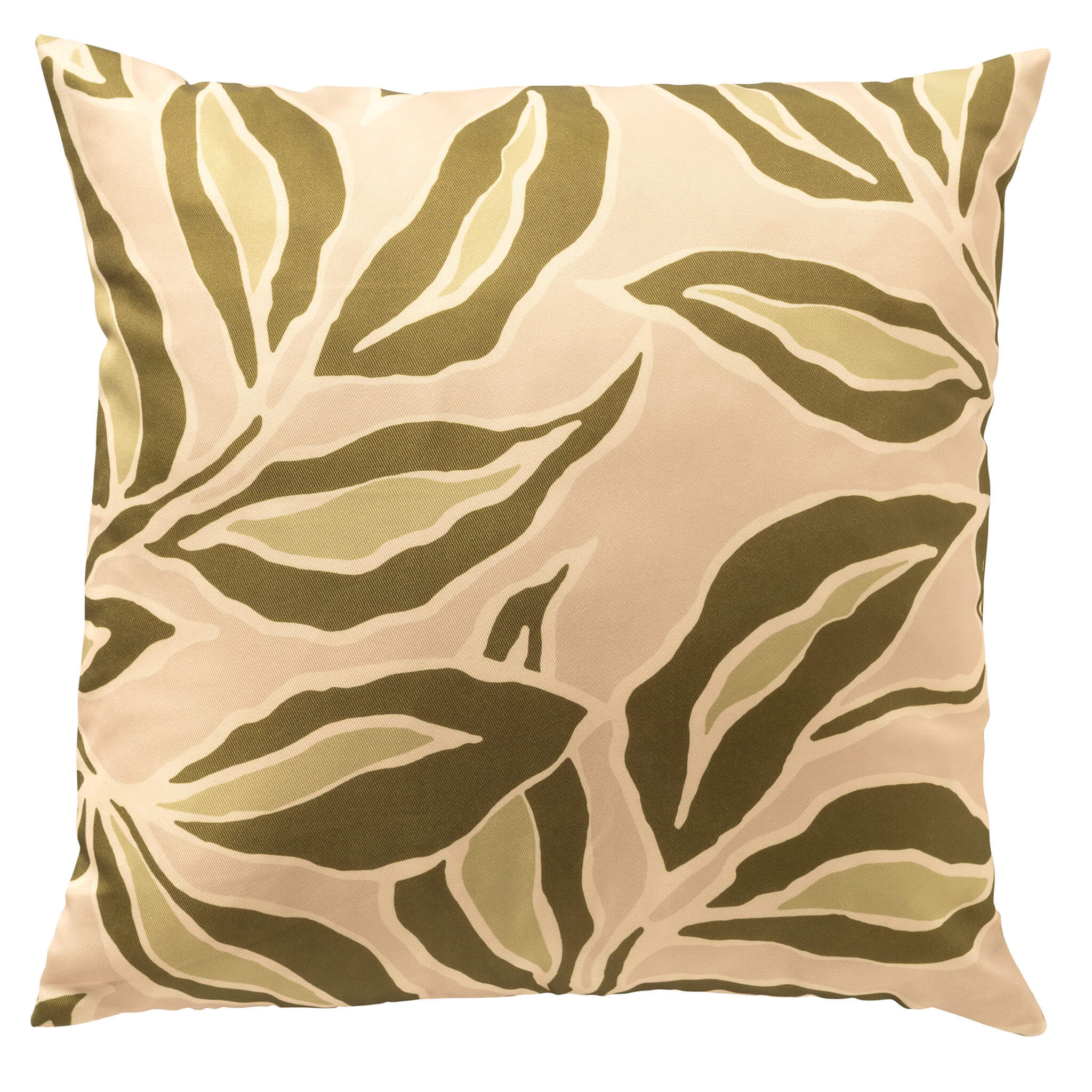 ELARA - buitenkussen 40x40 cm - bladmotief - Semolina - beige, groen