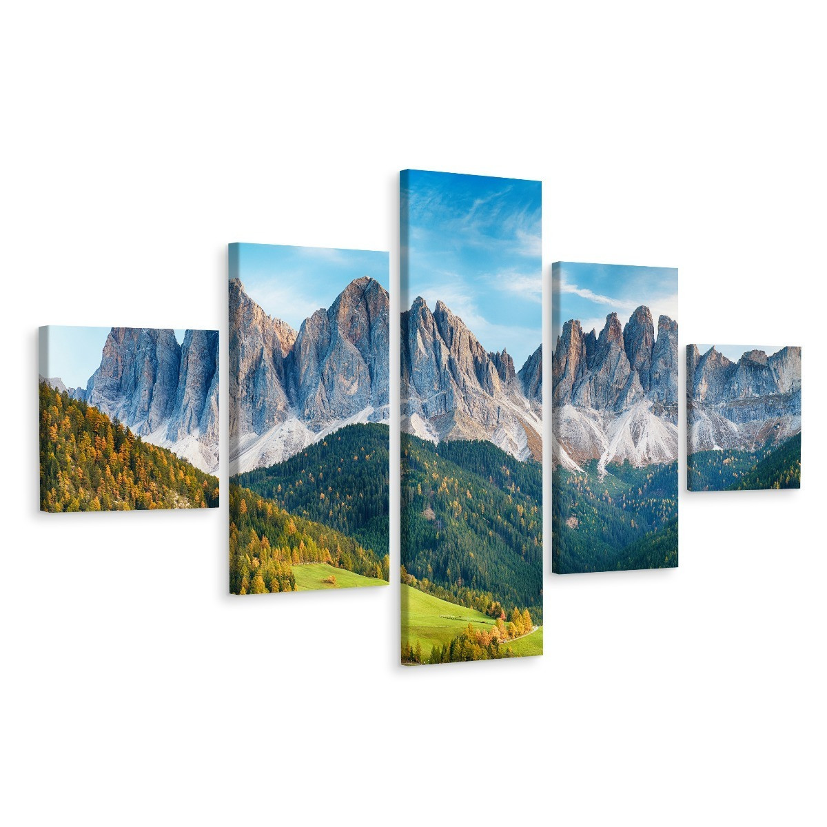 Obraz 5-Częściowy LAS w Górach Pejzaż 3D 150x90cm