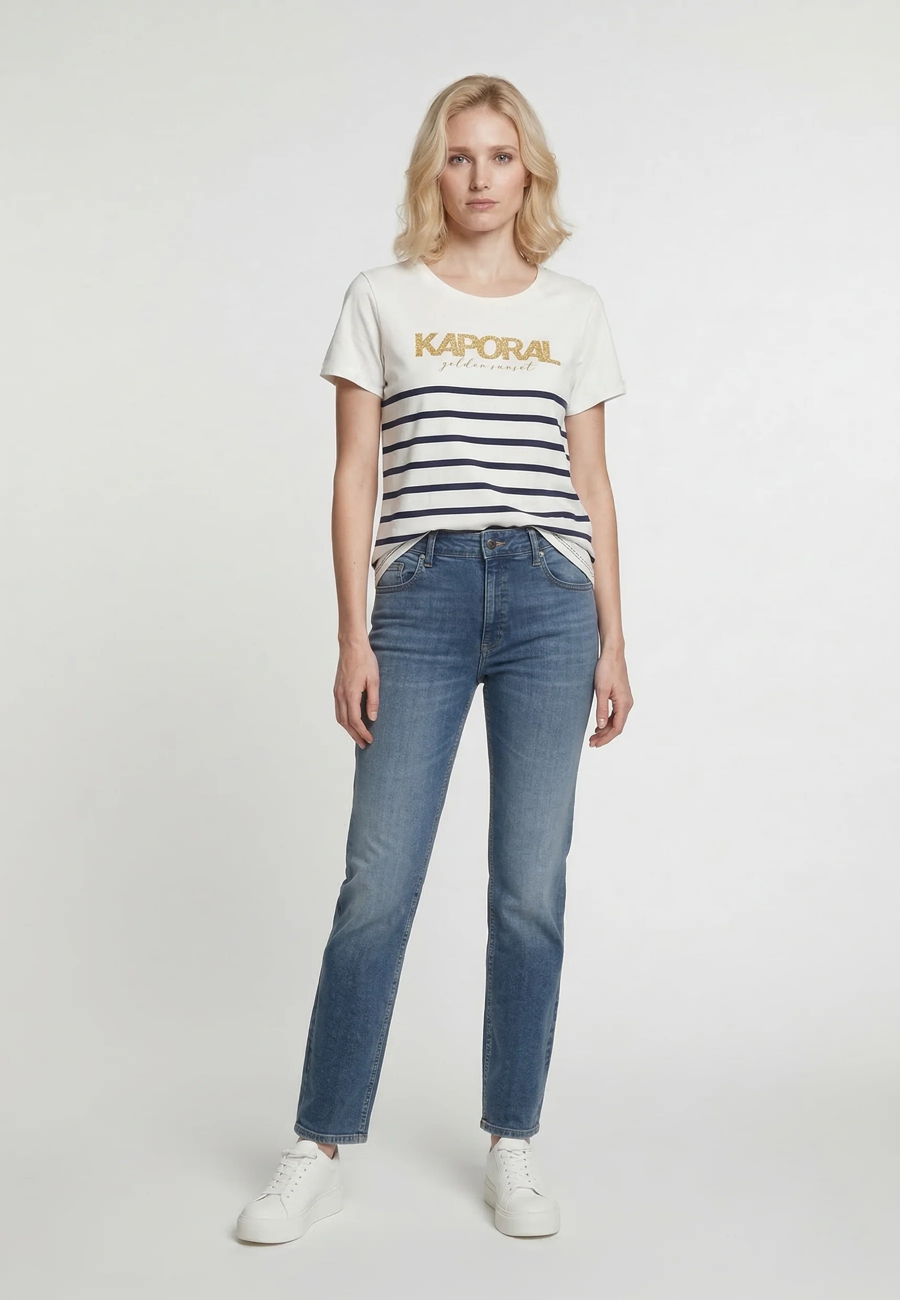 T-shirt manches courtes slim blanc cassé coton stretch KRIS