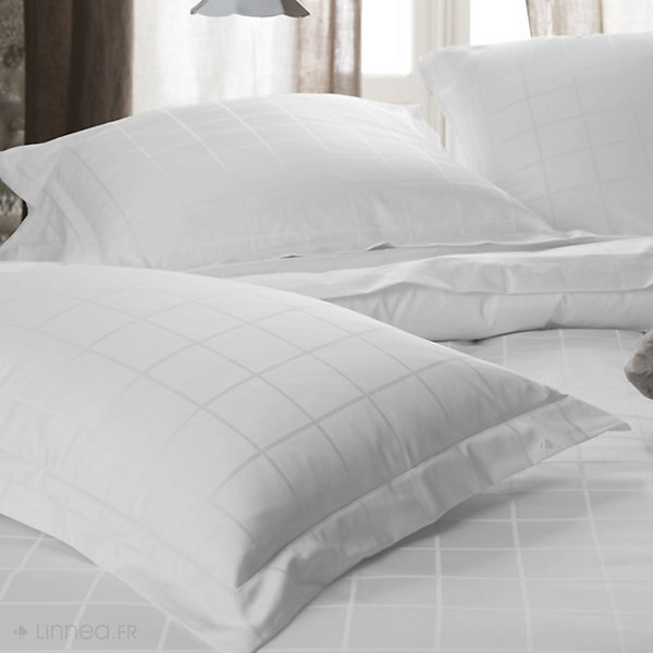 Drap housse CONCERTO satin de coton 180x200 cm bonnet 35 cm uni blanc Neige