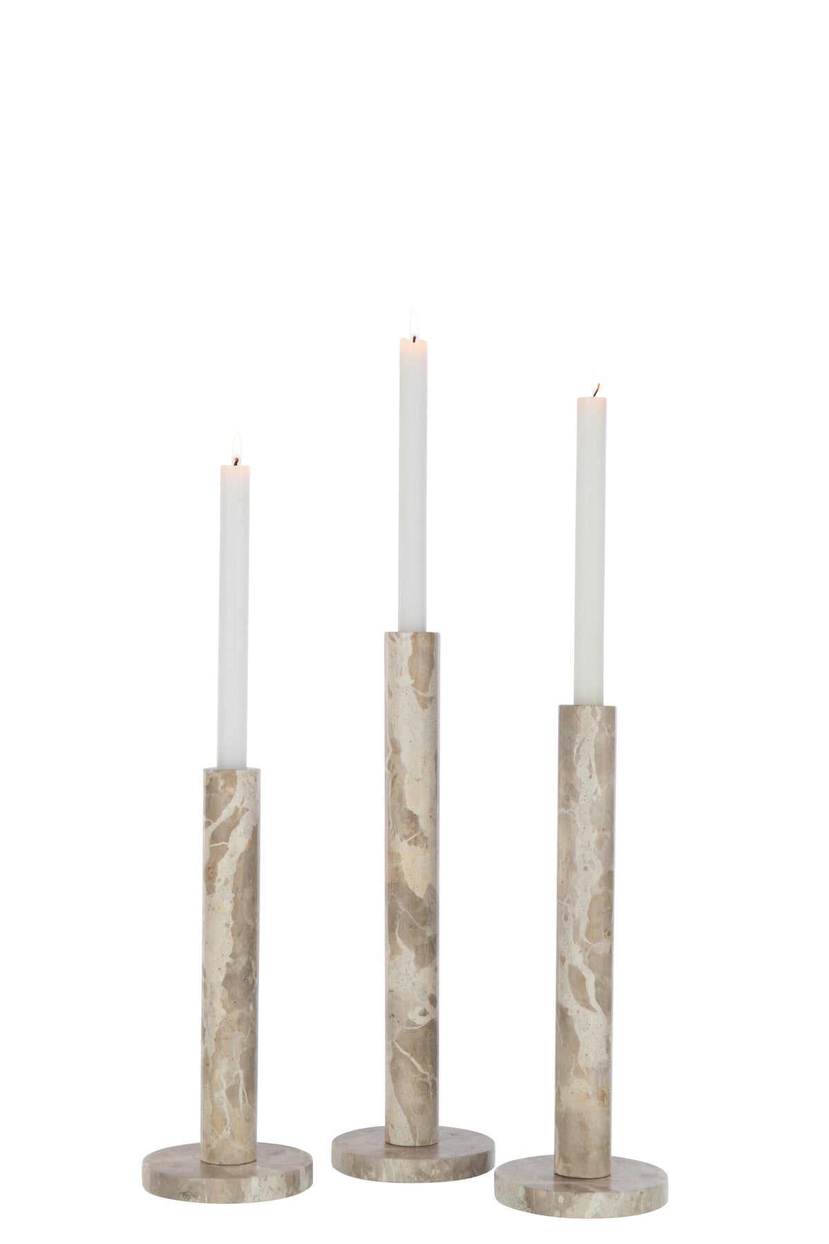 J-Line kaarshouder Marmer - steen - beige - set van 3