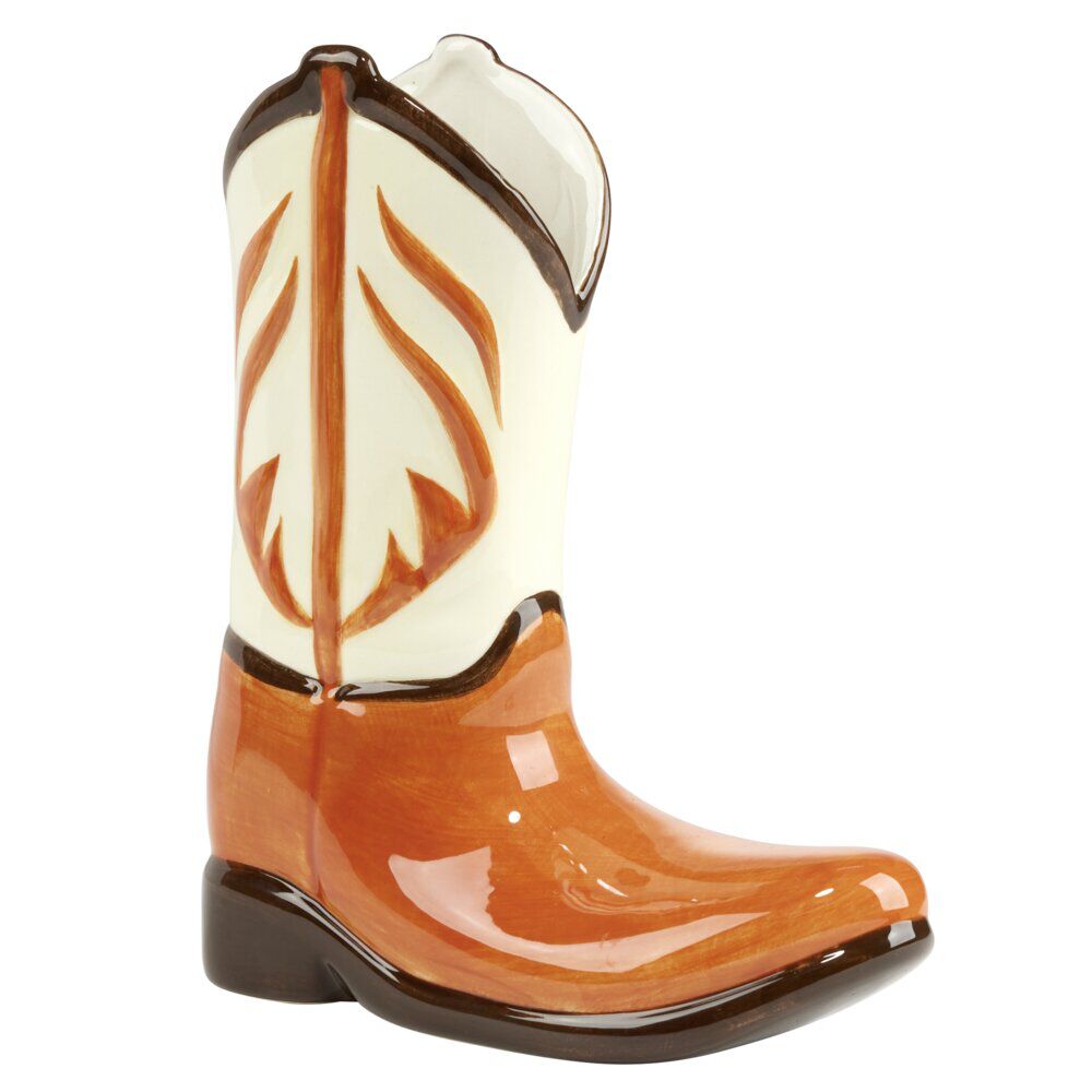Vase céramique forme botte cowboy orange 20x6,5xH15,5cm