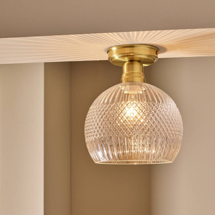 Habitat Perses Cut Glass Flush to Ceiling Light - Brass