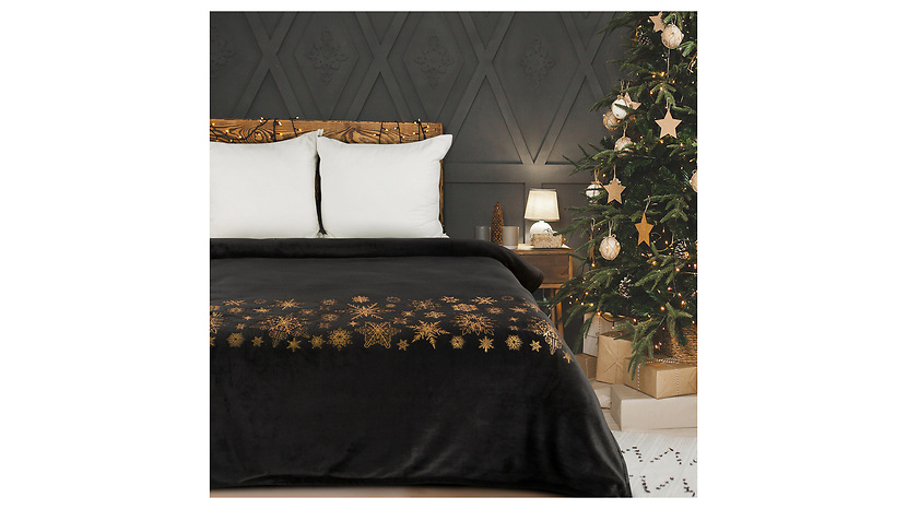Koc świąteczny Gold Christmas 150x200 cm czarno-złoty