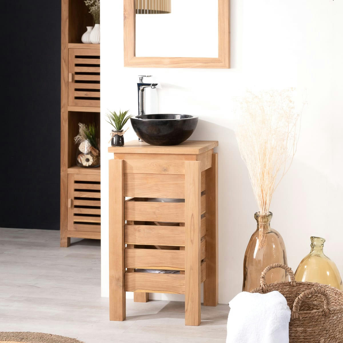 - Meuble sous vasque salle de bain en teck L40cm