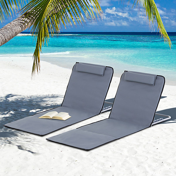 Lot de 2 tapis de plage rembourré inclinable multi positions - matelas de plage - nattes de plage - sac transport inclus