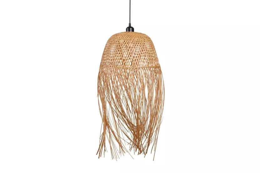 Lampa Wisząca Sufitowa TATUK Japońska Bambus Boho Rattan Drewno Loft 25 cm