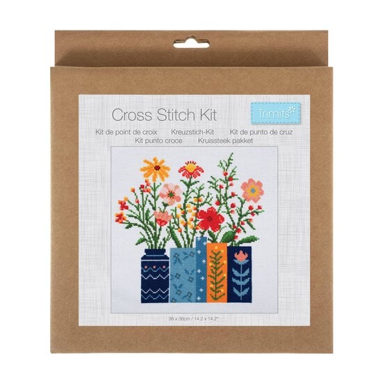 Trimits Flowers in Vases Large Cross Stitch Kit 36cm x 36cm