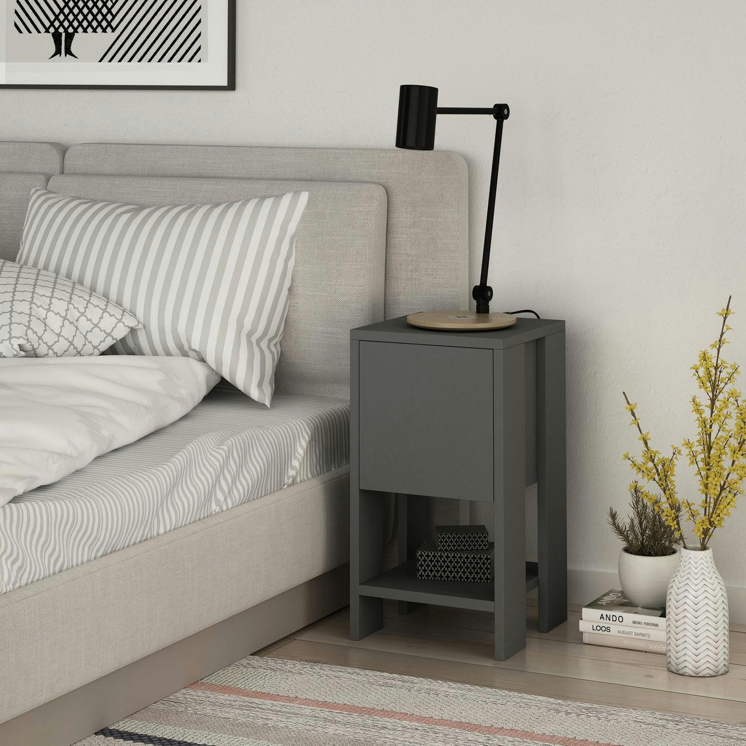 EMA - Table de chevet gris foncé