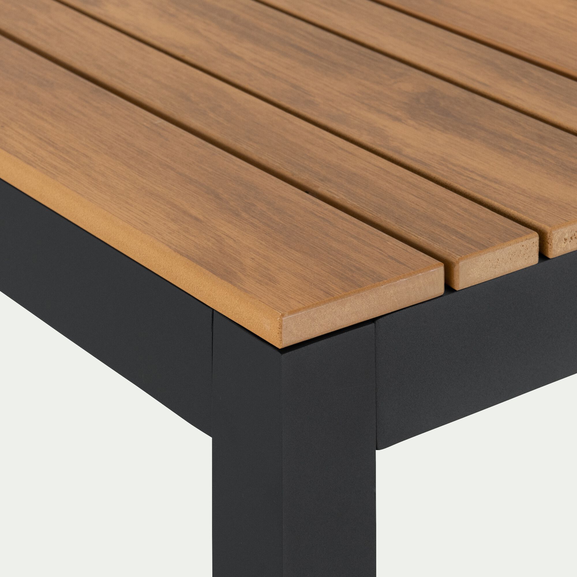 ZICO - Table de jardin fixe en polywood et aluminium - bois clair (6 places)