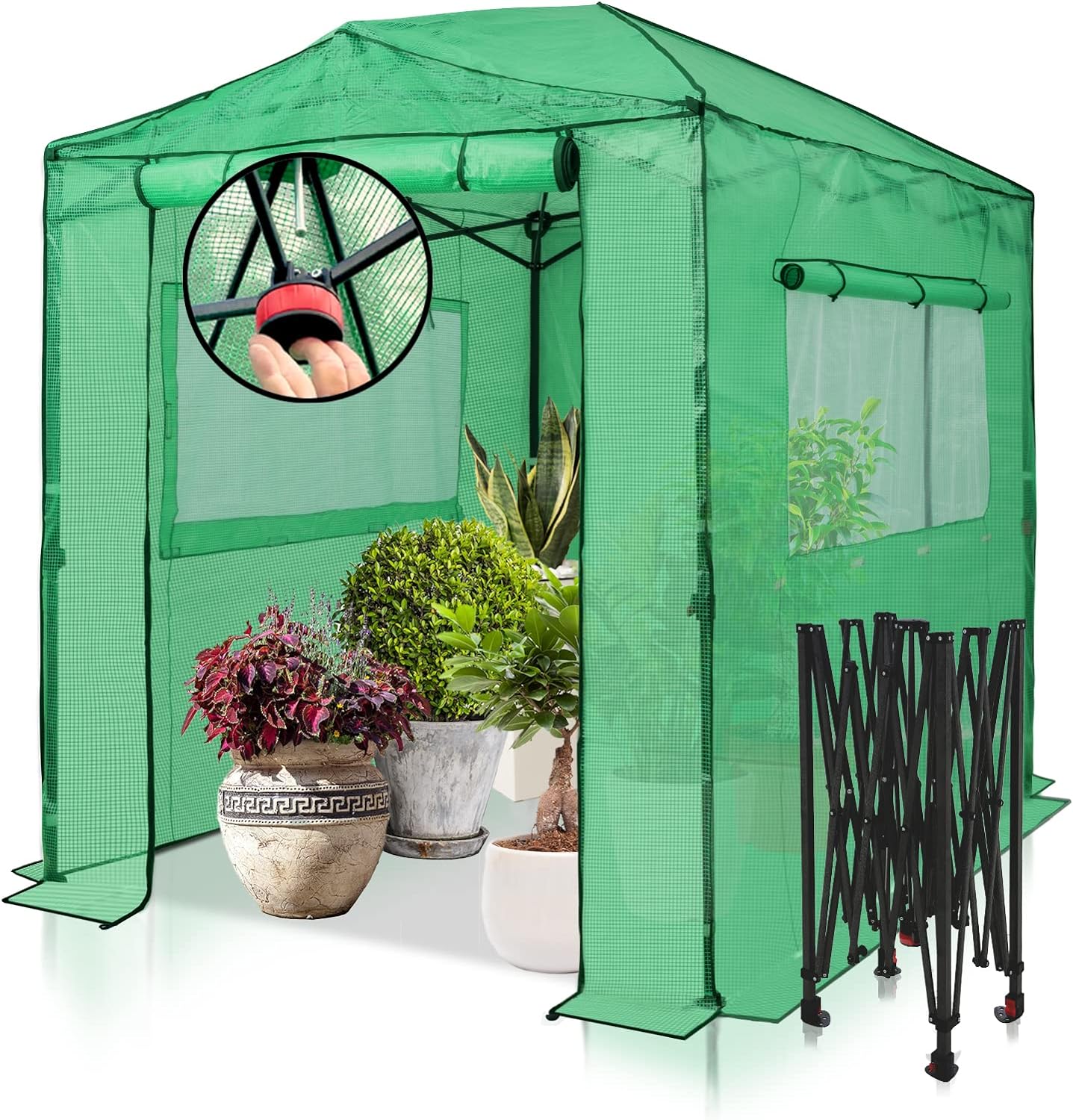 EAGLE PEAK 8x6 Portable, Heavy-Duty, Walk-in Pop-up Greenhouse, Indoor Outdoor Gardening Green House