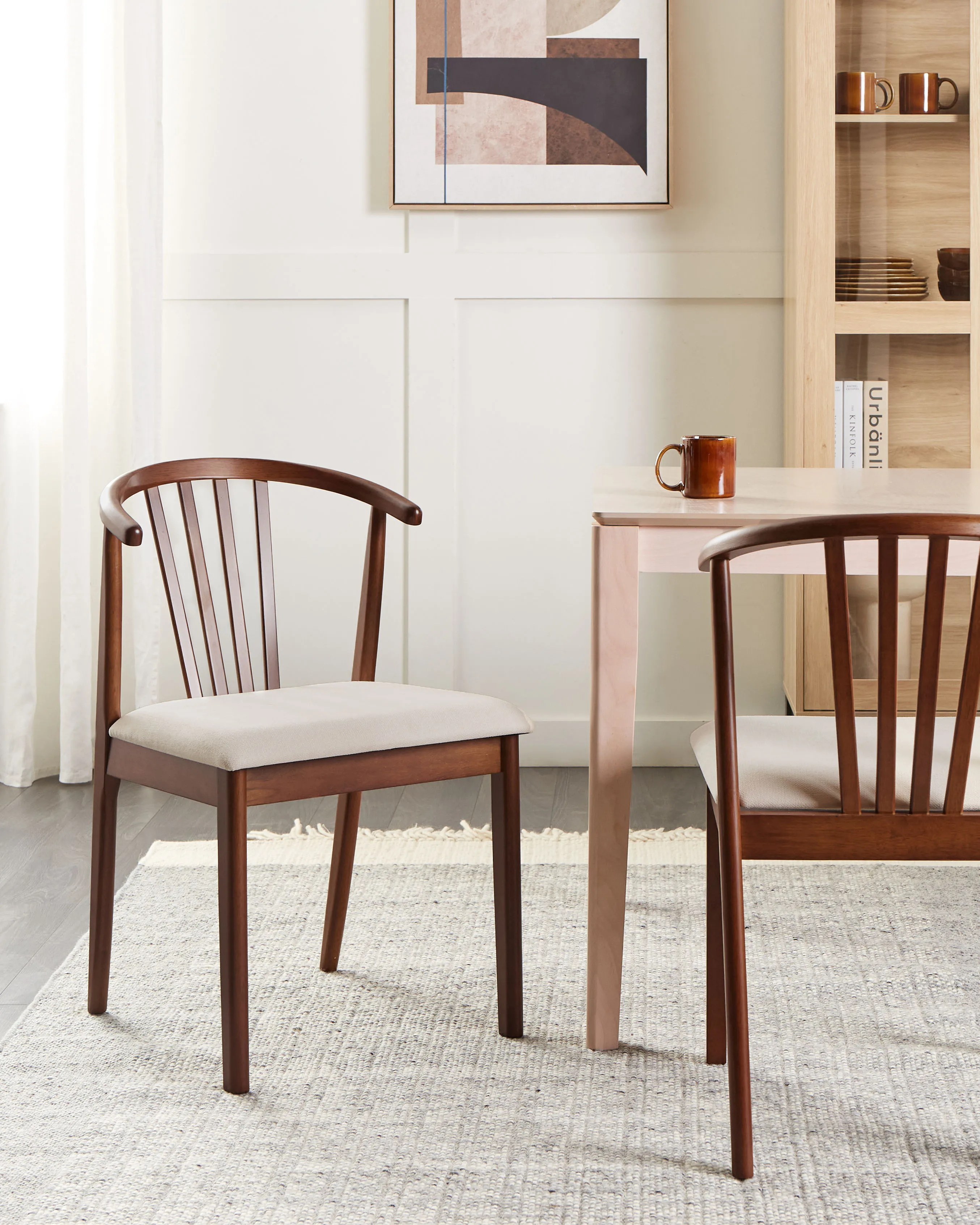 Set of 2 Dining Chairs CRAIG Wood Dark Brown/ Beige