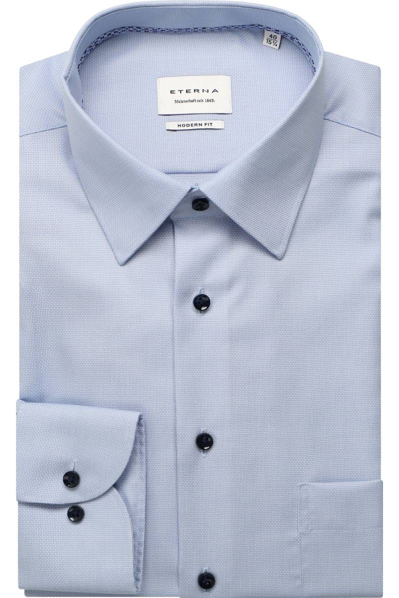 ETERNA Modern Fit Hemd mittelblau, Strukturiert (extra langer Arm)