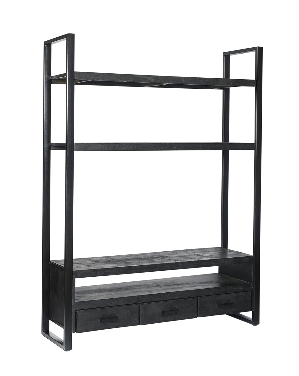 Livingfurn - Tv-Meubel Zwart Mangohout - 150x45x200cm - Norris