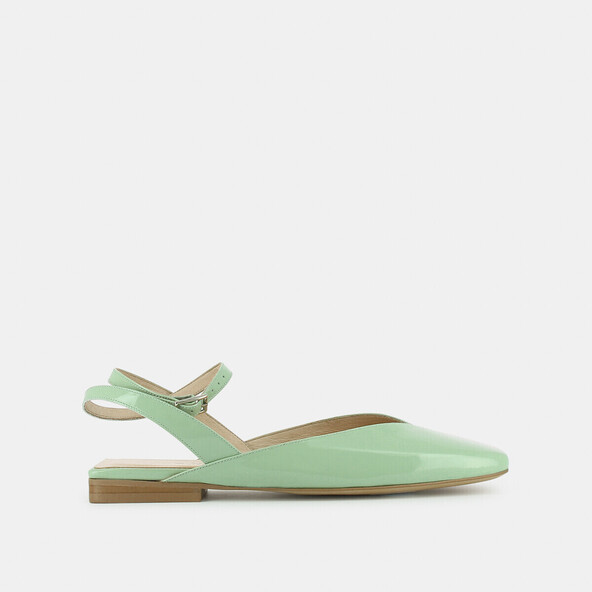 Ballerines ouvertes à bridesen cuir verni lagon | CALAS