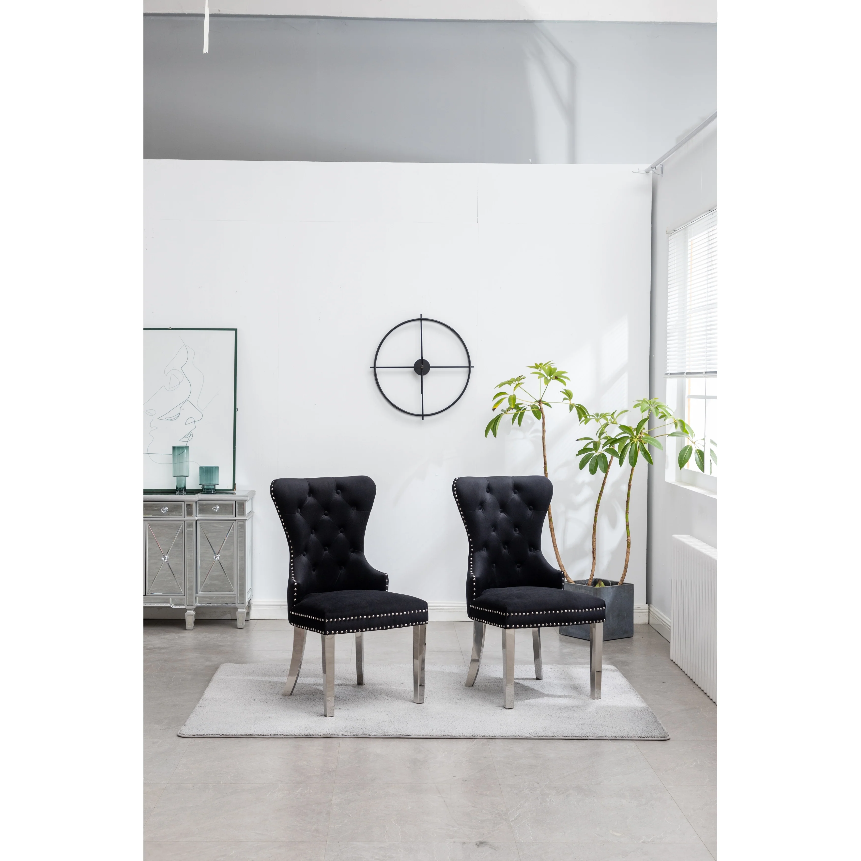 Roundhill Furniture Montura Tufted Velvet Chair (Set of 2)