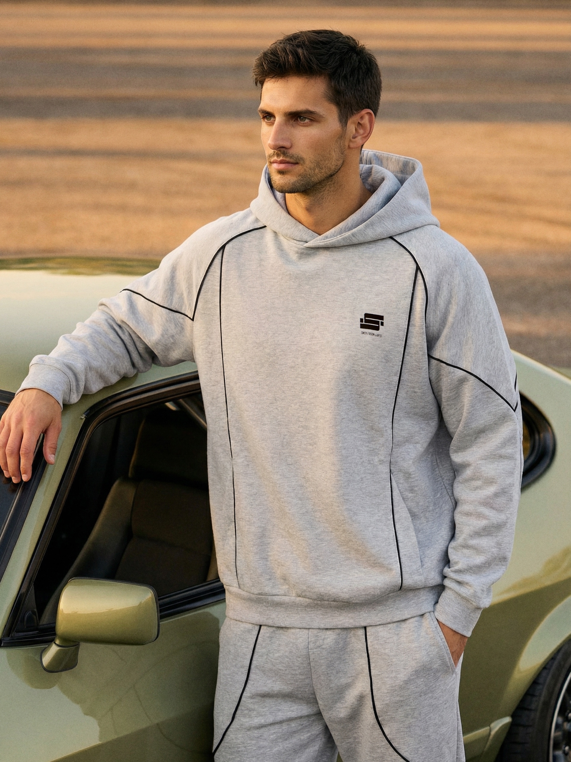 Bluza hoodie z kontrastową lamówką