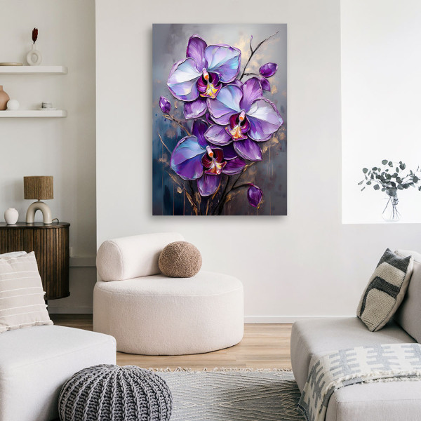 Feeby Obraz na płótnie, Storczyk Fioletowy Kwiaty Natura 40x60