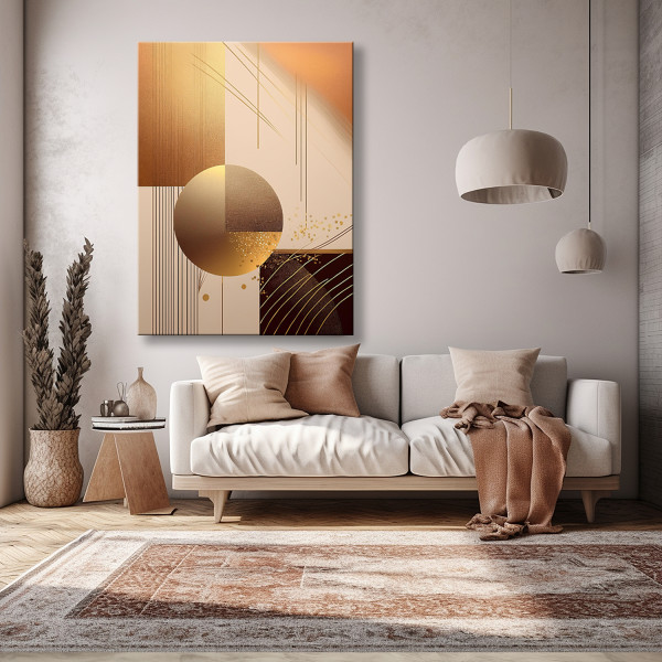 Feeby Obraz na płótnie, Złota Abstrakcja Geometria Glamur 40x60