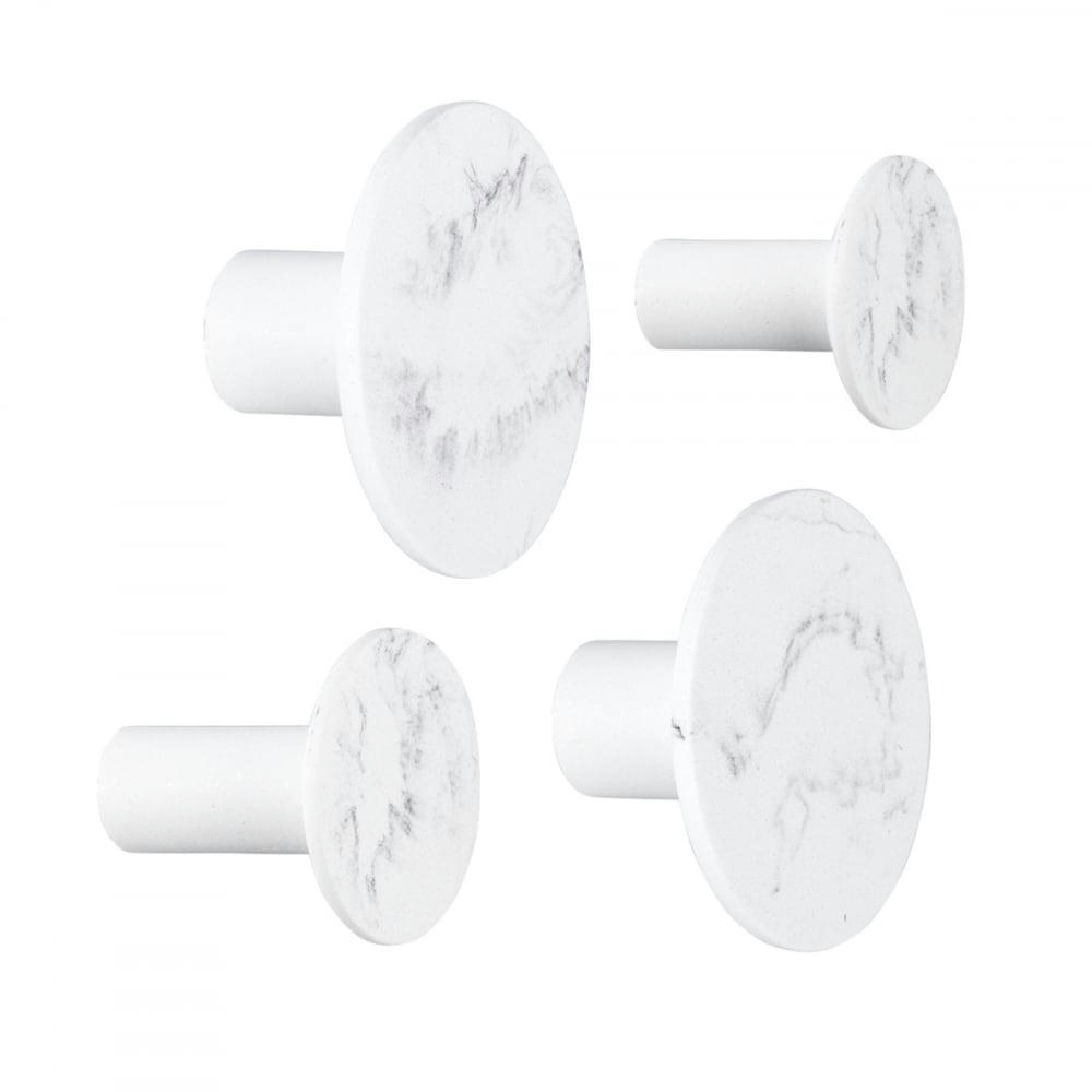 - Lot de 4 patères marbrées résine blanc