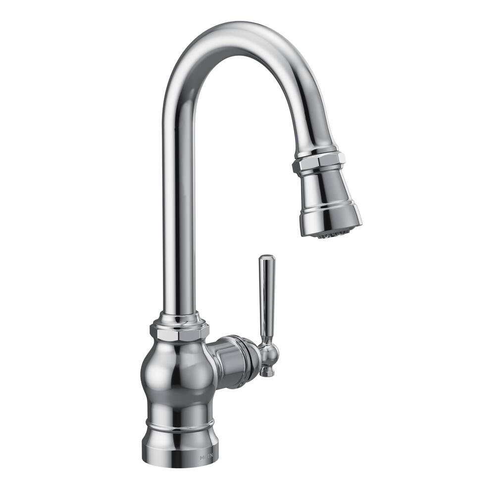Moen® Paterson Single Handle High Arc Single Mount Pull Down Sprayer Kitchen Faucet with Power Clean, Chrome