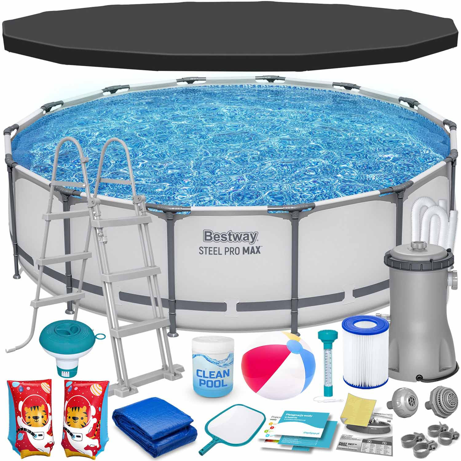 Basen ogrodowy stelażowy 427x107 cm Bestway zestaw 18w1