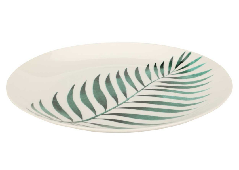 Talerz obiadowy duży Leaf 27 cm biało-zielony