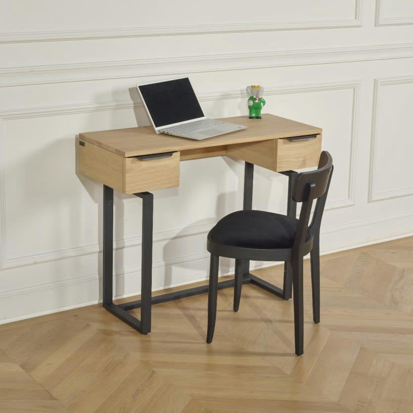 BOSTON - Bureau console en chêne et métal