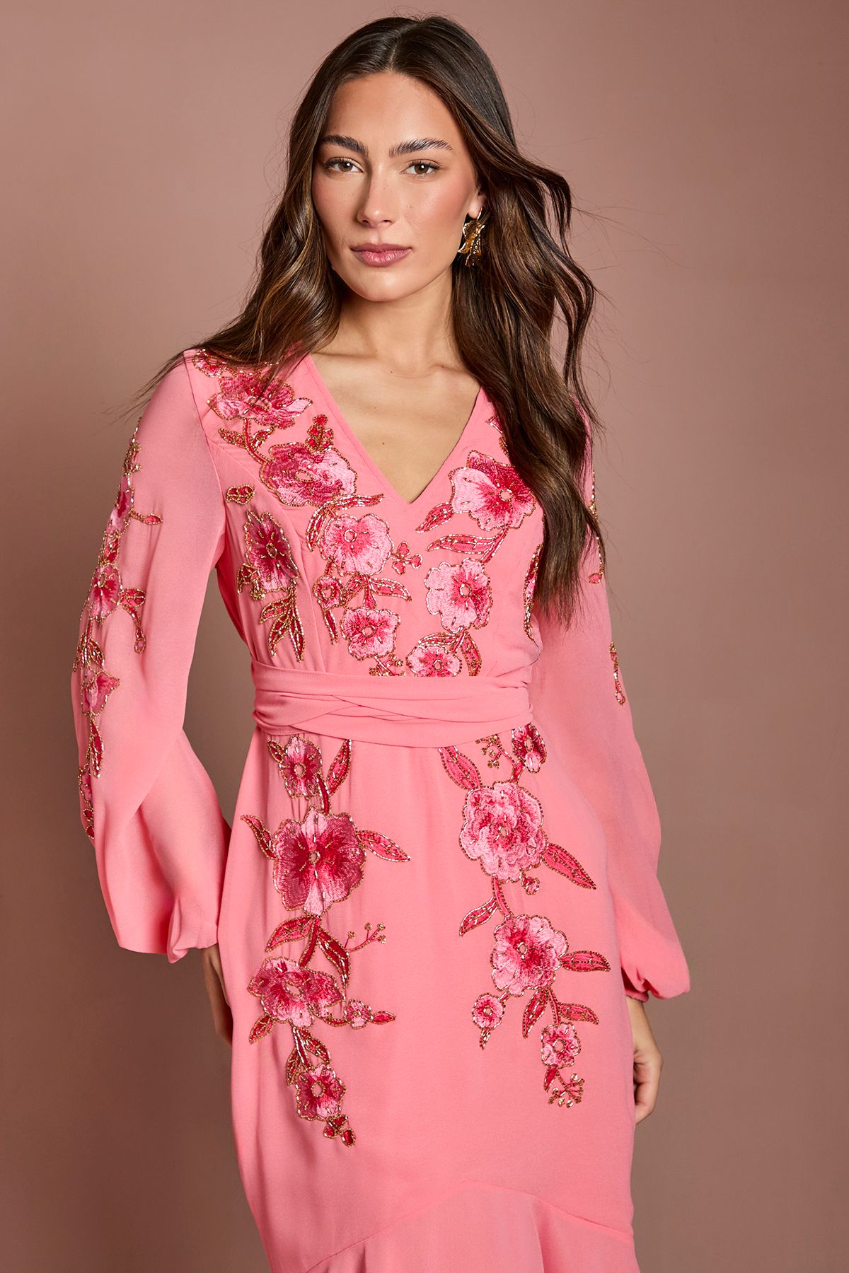 Coast Sequin Embellished And Embroidered High Low Maxi Dress