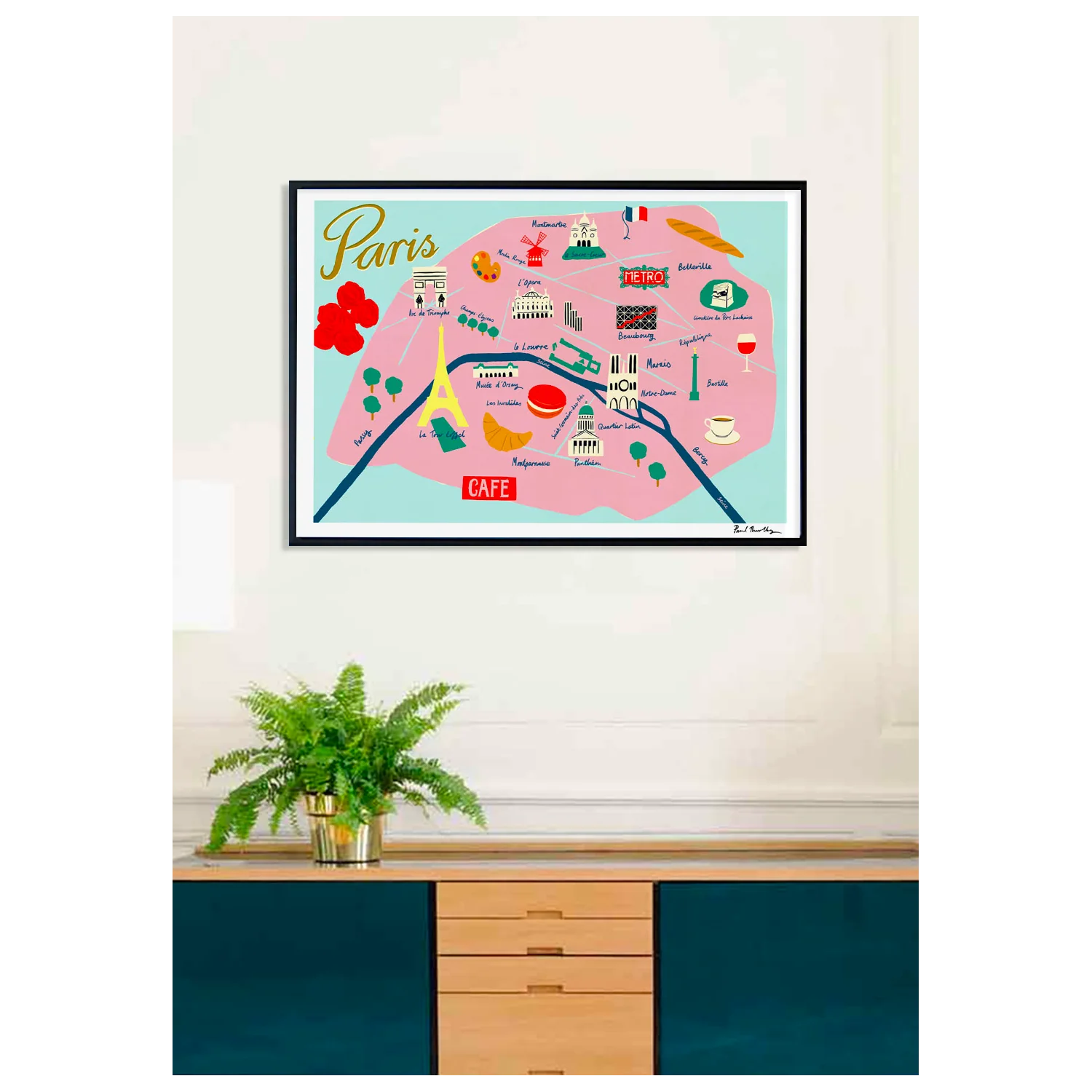 Sergeant Paper Affiche MAP DE PARIS 50 x 70 cm